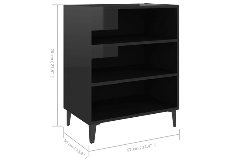 Skjenk høyglans svart 57x35x70 cm sponplate - Svart - Oppbevaring - Oppbevaringsmøbler - Sideboard & skjenk