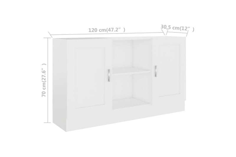 Skjenk hvit 120x30,5x70 cm sponplate - Hvit - Oppbevaring - Oppbevaringsmøbler - Sideboard & skjenker