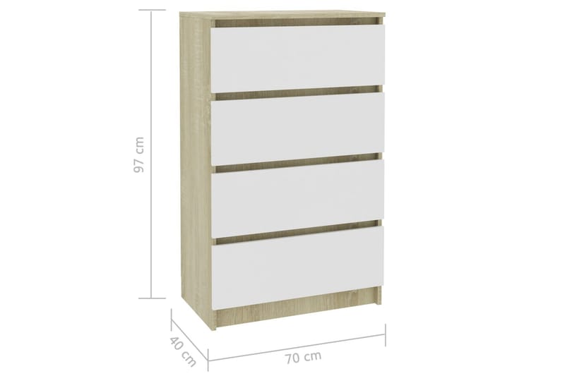 Skjenk hvit og sonoma eik 60x35x98,5 cm sponplate - Oppbevaring - Oppbevaringsmøbler - Sideboard & skjenker