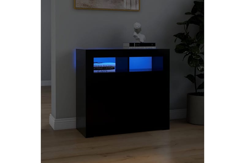 Skjenk med LED-lys svart 80x35x75 cm - Svart - Oppbevaring - Oppbevaringsmøbler - Sideboard & skjenker