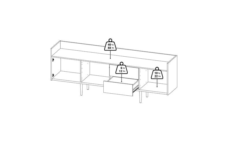 Torredesa Nattbord 196 cm - Valnøtt | Svart - Oppbevaring - Oppbevaringsmøbler - Sideboard & skjenker