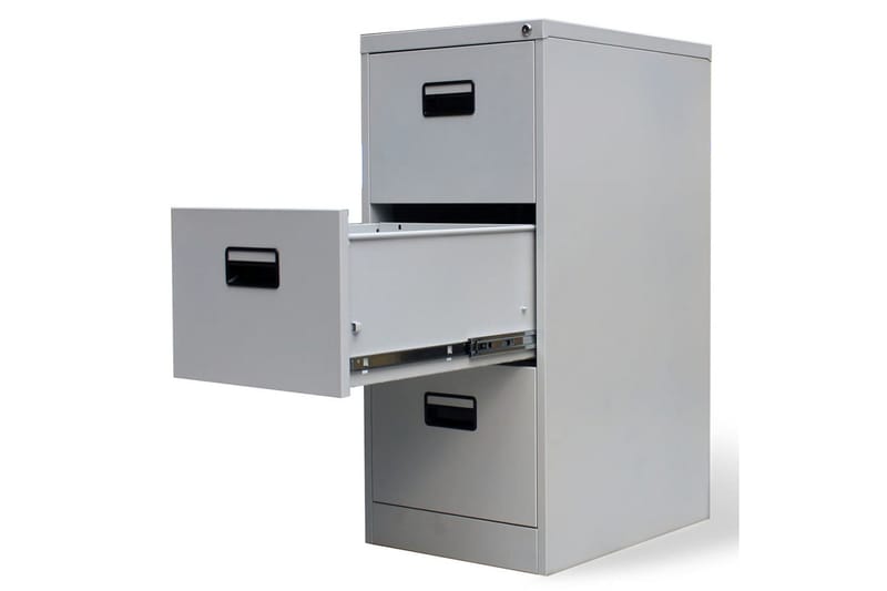 Arkivskap med 3 skuffer grå 102,5 cm stål - Grå - Oppbevaring - Skap - Oppbevaringsskap - Kontorskap - Arkivskap & hengemappeskap