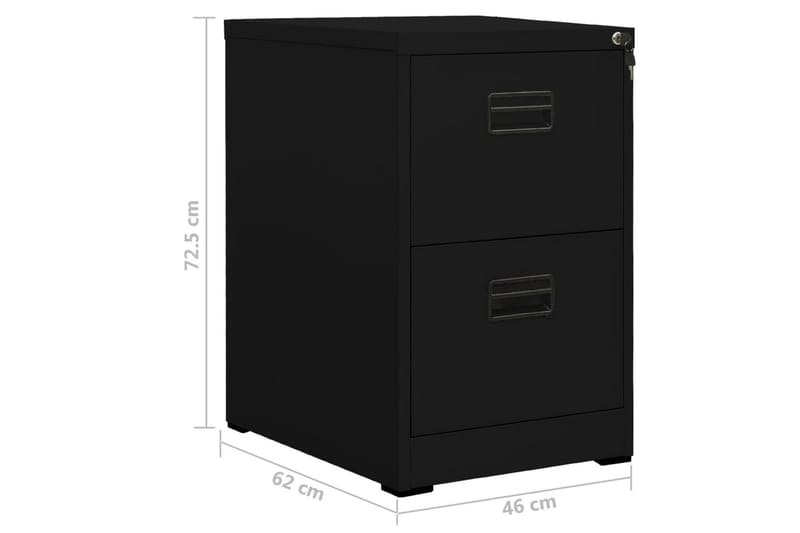 Arkivskap 46x62x72,5 cm stål svart - Svart - Oppbevaring - Skap - Oppbevaringsskap - Kontorskap - Dokumentskap