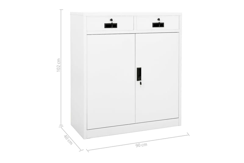 Kontorskap hvit 90x40x102 cm stål - Hvit - Oppbevaring - Skap - Oppbevaringsskap - Kontorskap - Dokumentskap