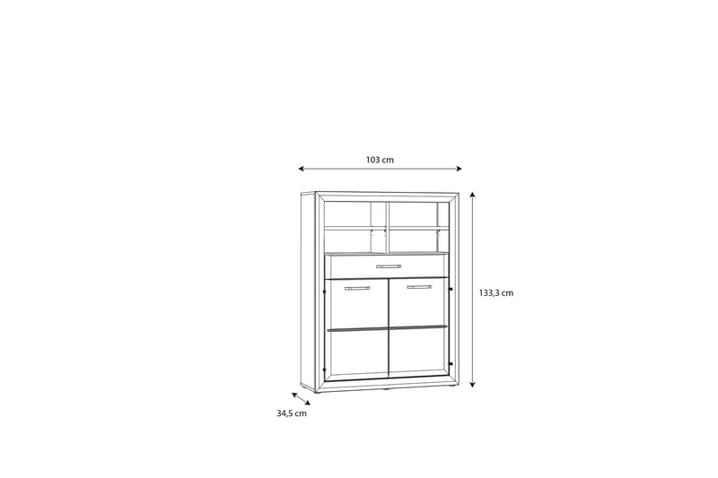 Aridiala Highboard 35x103 cm - Brun/Hvit - Oppbevaring - Skap - Oppbevaringsskap