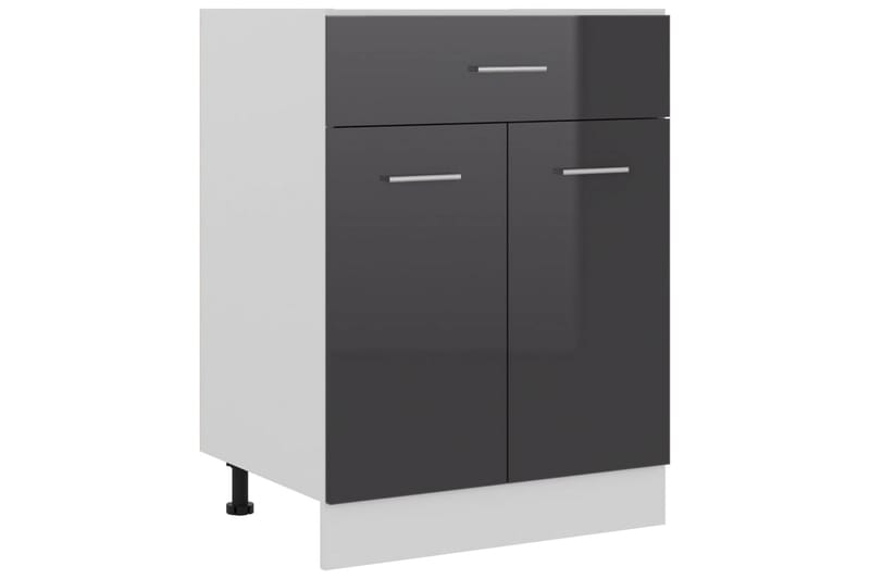 Kjøkkenskap høyglans grå 60x46x81,5 cm sponplate - Grå - Oppbevaring - Skap - Oppbevaringsskap