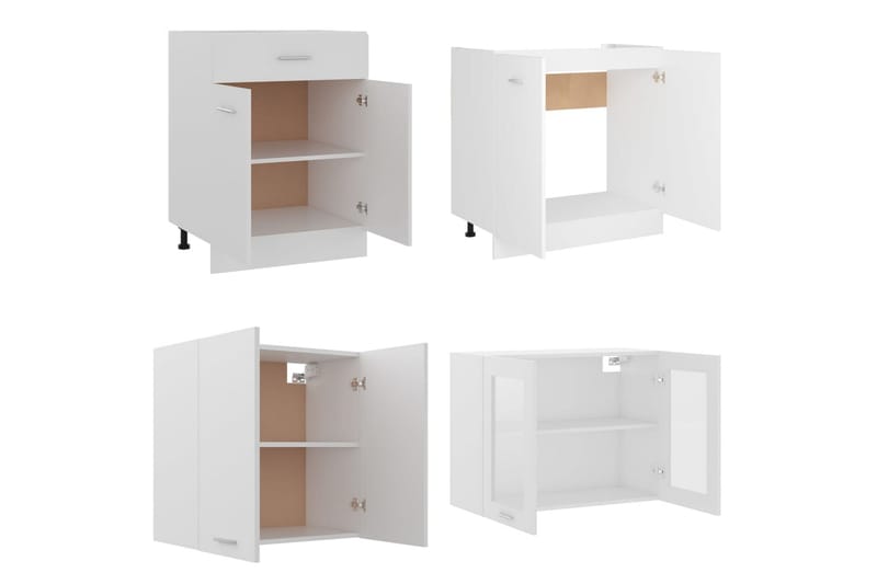 Kjøkkenskapsett 4 deler hvit sponplate - Hvit - Oppbevaring - Skap - Oppbevaringsskap