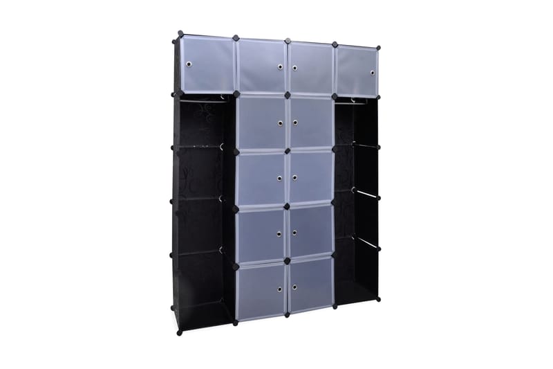Modulӕrt skap med 14 deler svart og hvitt 37x146x180,5 cm - Oppbevaring - Klesoppbevaring - Garderober & garderobesystem