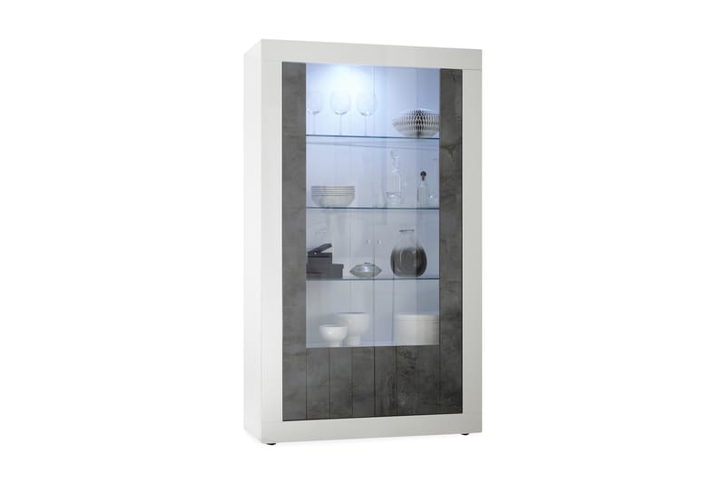 Urbino Vitrineskap 110 cm - Hvit/Gråmelert - Møbler - Bord - Avlastningsbord - Brettbord og småbord