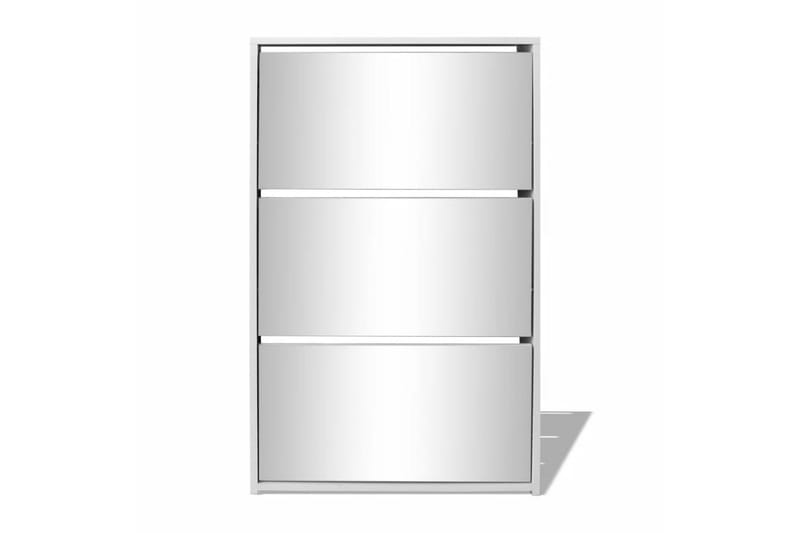 Skoskap 3 høyder speil hvit 63x17x102,5 cm - Oppbevaring - Klesoppbevaring - Garderober & garderobesystem