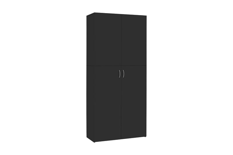 Skoskap høyglans svart 80x35,5x180 cm sponplate - Svart - Oppbevaring - Skooppbevaring