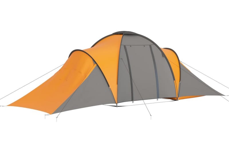 Campingtelt 6 personer grå og oransje - Grå - Sport & fritid - Camping & vandring - Telt