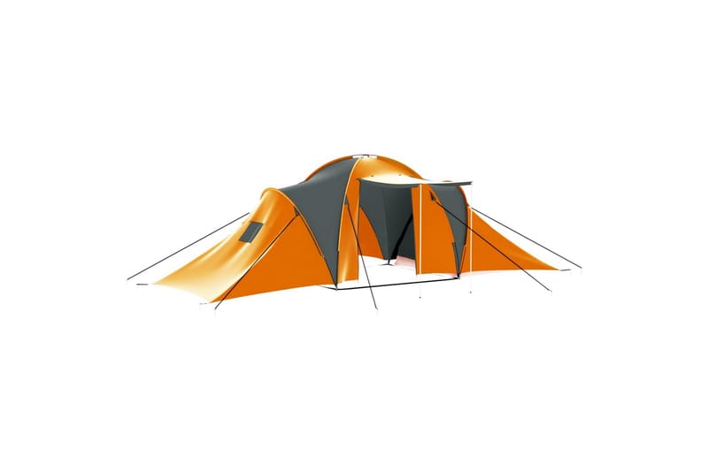 Campingtelt 9 personer stoff grå og oransje - Oransj - Sport & fritid - Camping & vandring - Telt - Campingtelt