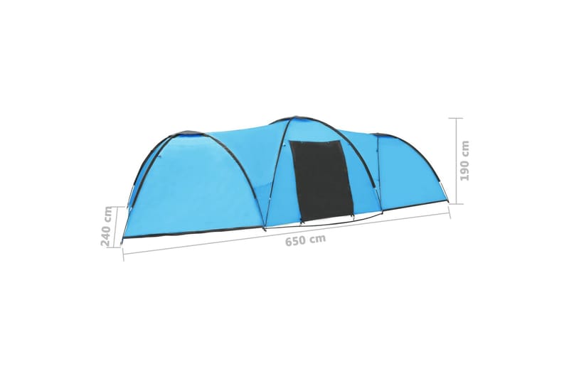 Campingtelt igloformet 650x240x190 cm for 8 personer blå - Blå - Sport & fritid - Camping & vandring - Telt