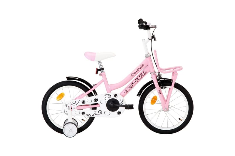 Barnesykkel med bagasjebrett foran 16 tommer hvit og rosa - Rosa - Sport & fritid - Friluftsliv - Sykler - Barnesykkel & juniorsykkel