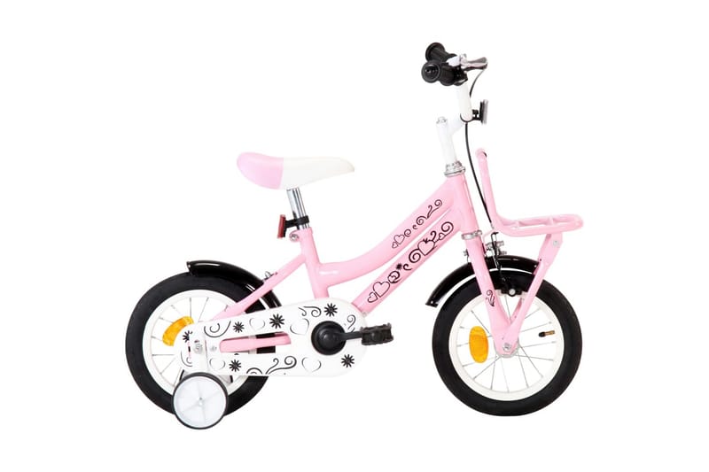 Barnesykkel med bagasjebrett foran 12 tommer hvit og rosa - Rosa - Sport & fritid - Friluftsliv - Sykler
