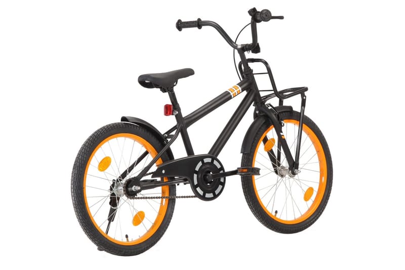 Barnesykkel med bagasjebrett foran 20 tommer svart & oransje - Sport & fritid - Friluftsliv - Sykler