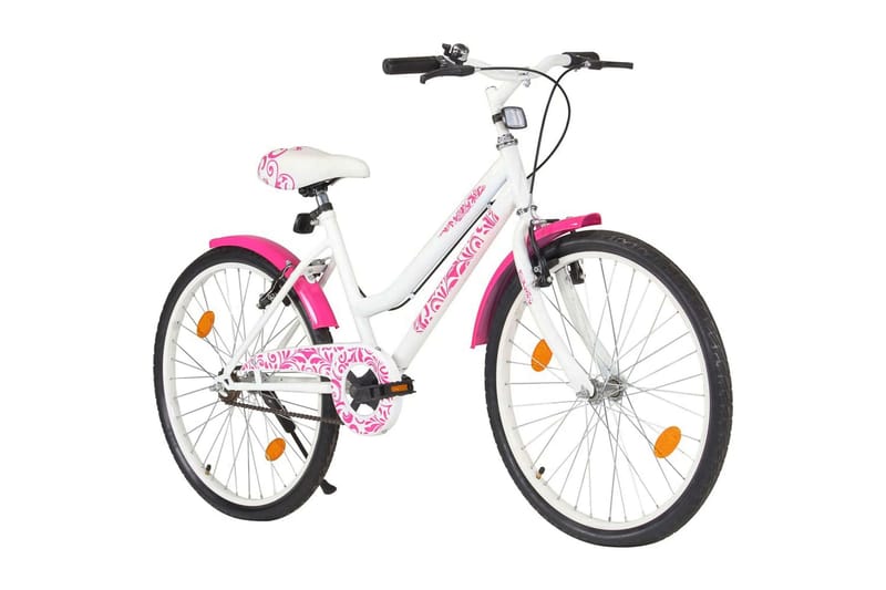 Barnesykkel 24 tommer rosa & hvit - Sport & fritid - Friluftsliv - Sykler - Barnesykkel & juniorsykkel