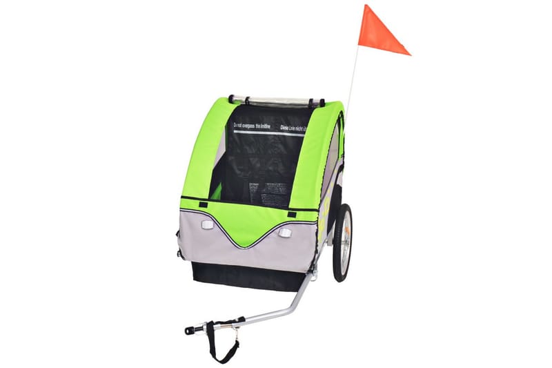 Sykkelvogn for barn grå og grønn 30 kg - Sport & fritid - Friluftsliv - Sykler - Sykkeltilbehør