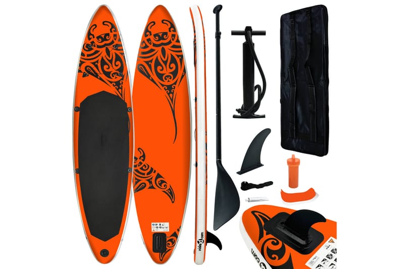 Oppblåsbart padlebrettsett 366x76x15 cm oransje - Oransj - Sport & fritid - Hjemmetrening - Treningsutstyr - Treningsgulv & puslematte