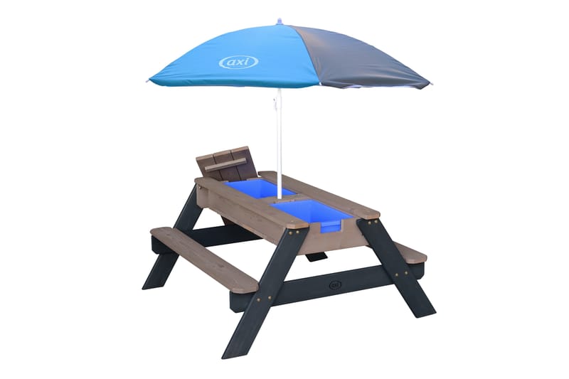 Nick Sand & Water Piknikbord med Parasoll Grå/Blå