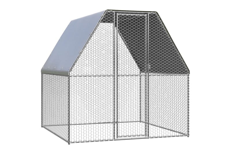 Utendørs hønsehus 2x2x2 m galvanisert stål - Silver - Sport & fritid - Til dyrene - Fugl - Hønsehus