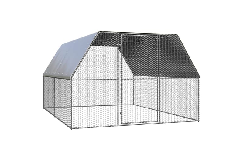 Utendørs hønsehus 3x4x2 m galvanisert stål - Silver - Hus & oppussing - Innsynsbeskyttelse & innhegning - Dyregård & dyrehus - Hønsegård
