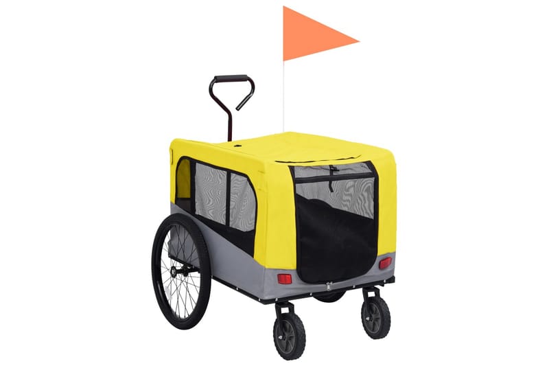 2-i-1 sykkeltilhenger og joggevogn for kjæledyr gul og grå - Gul - Sport & fritid - Til dyrene - Hund - Hundemøbler