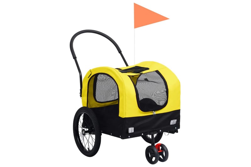 2-i-1 sykkeltilhenger og joggevogn for kjæledyr gul og svart - Gul - Sport & fritid - Til dyrene - Hund - Hundemøbler