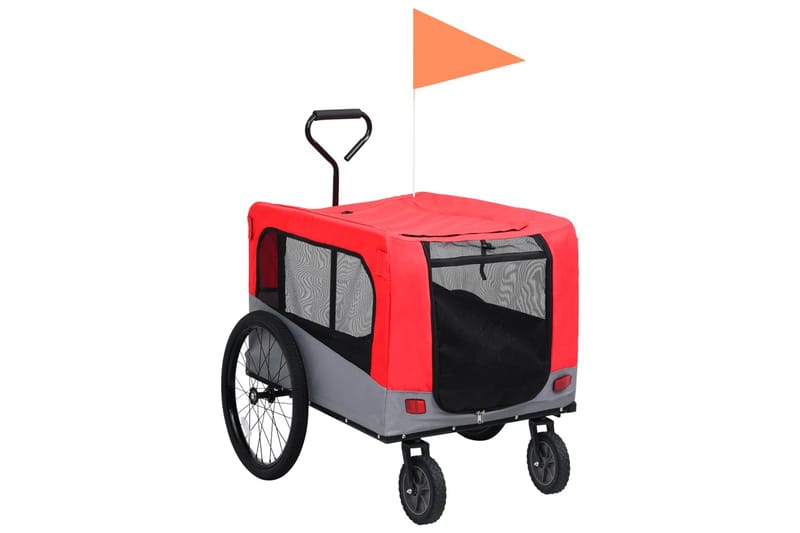2-i-1 sykkeltilhenger og joggevogn for kjæledyr rød og grå - Rød - Sport & fritid - Til dyrene - Hund - Hundemøbler
