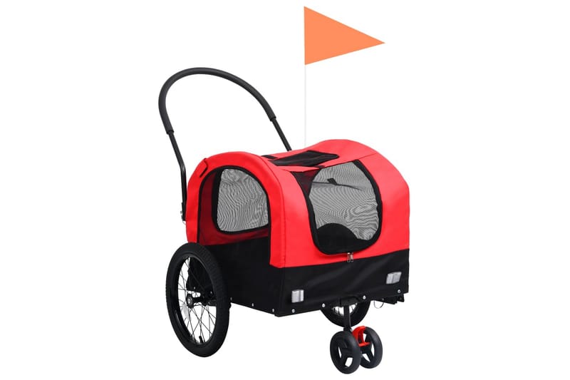 2-i-1 sykkeltilhenger og joggevogn for kjæledyr rød og svart - Rød - Sport & fritid - Til dyrene - Hund - Hundemøbler