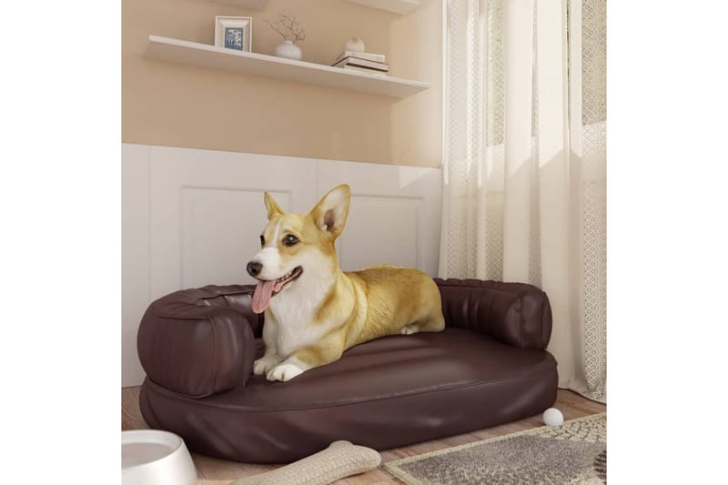 Ergonomisk hundeseng skum brun 88x65 cm kunstskinn - Brun - Sport & fritid - Til dyrene - For hund - Hundemøbler