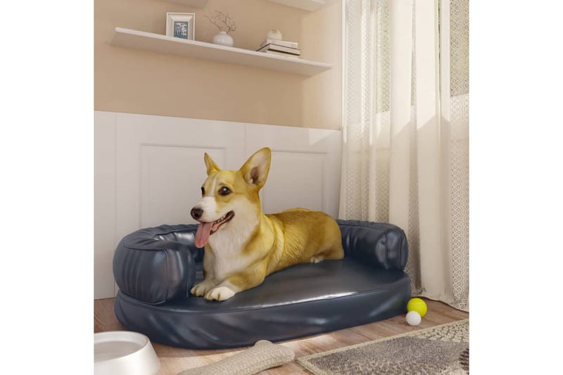Ergonomisk hundeseng skum mørkeblå 75x53 cm kunstig skinn - Blå - Sport & fritid - Til dyrene - Hund - Hundemøbler
