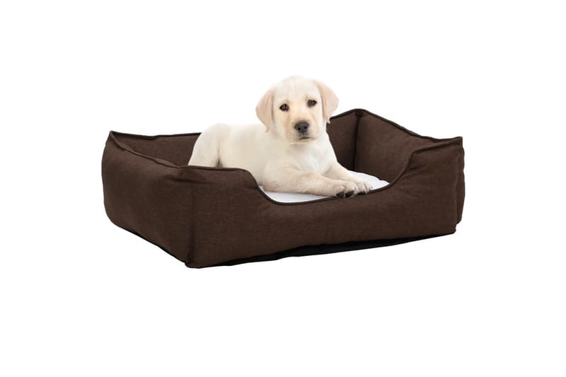 Hundeseng brun og hvit 110,5x80,5x26 cm fleece med linutseen - Brun - Sport & fritid - Til dyrene - For hund - Hundemøbler