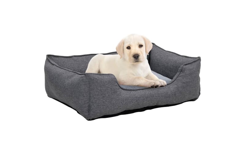 Hundeseng grå 85,5x70x23 cm fleece med linutseende - Grå - Sport & fritid - Til dyrene - Hund - Hundemøbler
