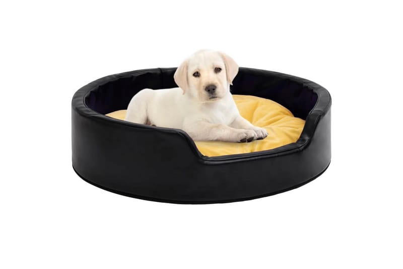 Hundeseng svart og gul 79x70x19 cm plysj og kunstig lær - Svart - Sport & fritid - Til dyrene - Hund - Hundemøbler