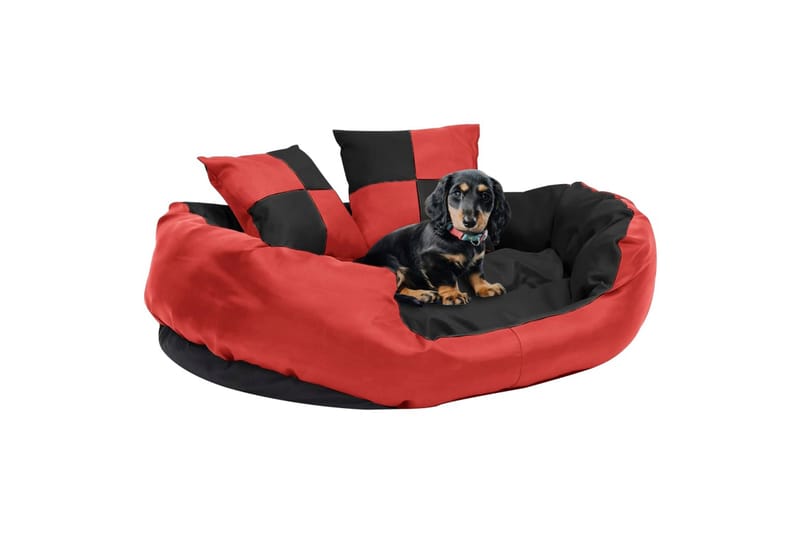 Vendbar og vaskbar hundepute rød og svart 85x70x20 cm - Rød - Sport & fritid - Til dyrene - For hund - Hundemøbler