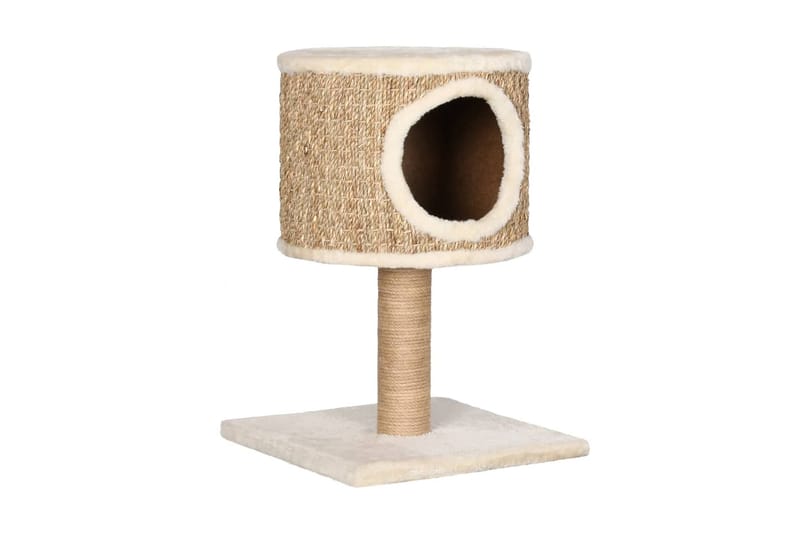 Kattetre med kattehus og klorestolpe 52 cm sjøgress - Beige - Sport & fritid - Til dyrene - Katt - Kattemøbler