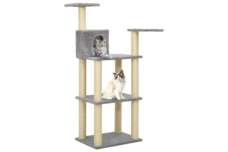Kattetre med klorestolper i sisal lysegrå 119 cm - Grå - Sport & fritid - Til dyrene - Katt - Kattemøbler