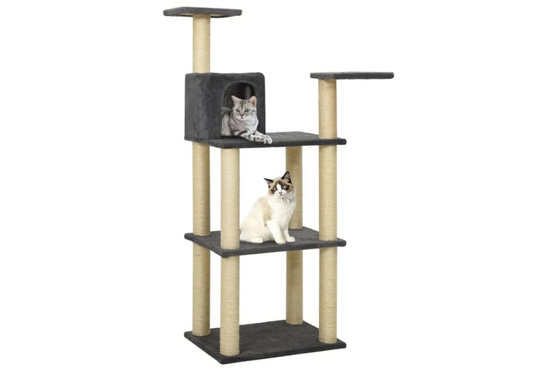 Kattetre med klorestolper i sisal mørkegrå 119 cm - Grå - Sport & fritid - Til dyrene - Katt - Kattemøbler
