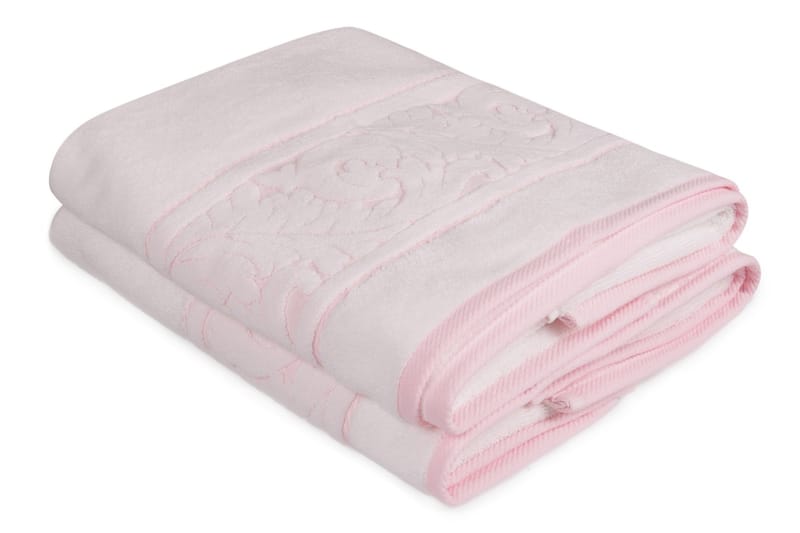 Hobby Badehåndkle 70x140 cm 2-pk - Hvit/Rosa - Tekstiler - Tekstiler baderom - Håndklær og badehåndkle - Stort badelaken