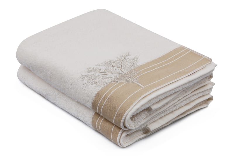 Hobby Badehåndkle 70x140 cm 2-pk - Krem/Hvit - Tekstiler - Tekstiler baderom - Håndklær og badehåndkle - Stort badelaken