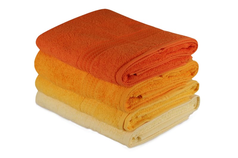 Hobby Badehåndkle 70x140 cm 4-pk - Gul/Oransje - Tekstiler - Tekstiler baderom - Håndklær og badehåndkle