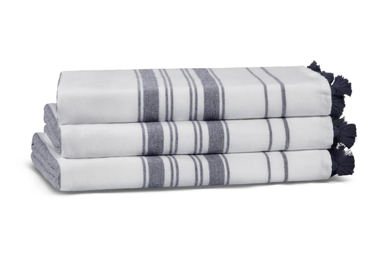 Morghyn Badehåndkle - Hvit/Blå - Tekstiler - Tekstiler baderom - Håndklær og badehåndkle - Stort badelaken