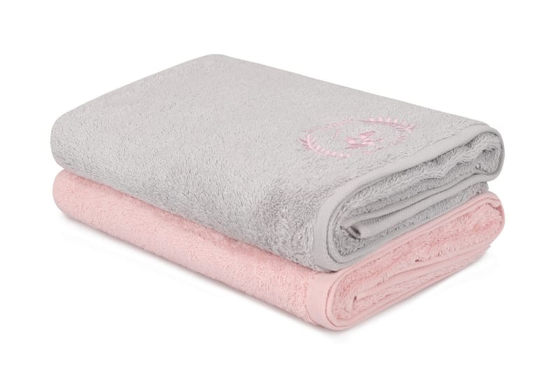 Tarilonte Badehåndkle 2-pk - Rosa/Lysegrå - Tekstiler - Tekstiler baderom - Håndklær og badehåndkle