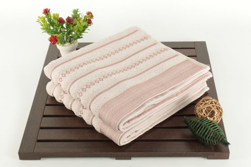 Şaheser Håndkle 50x90 cm 2-pk - Rosa/Beige - Tekstiler - Tekstiler baderom - Håndklær