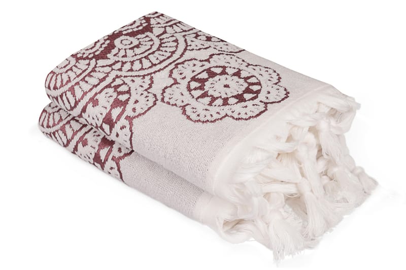 Şaheser Håndkle 50x90 cm 2-pk - Sand/Rød - Tekstiler - Tekstiler baderom - Håndklær