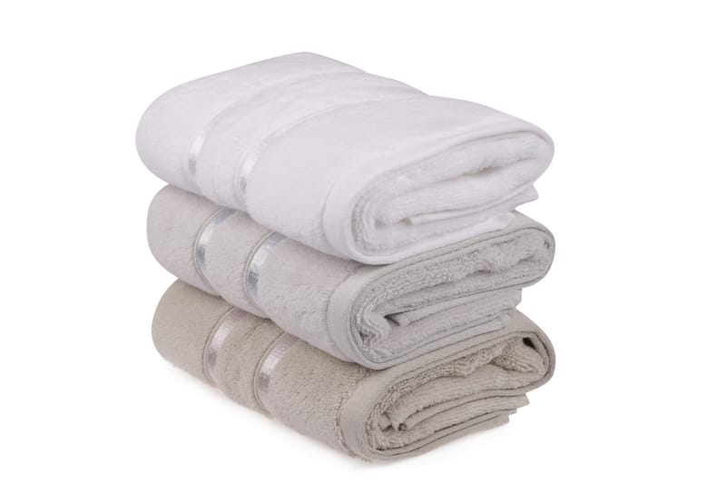 Ashburton Håndkle 3-pk - Hvit/Lyseblå/Lysebrun - Tekstiler - Tekstiler baderom - Håndklær