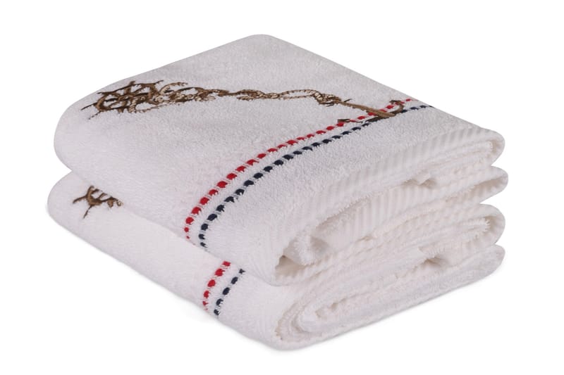Hobby Håndkle 50x90 cm 2-pk - Hvit/Mørkeblå/Rød/Beige - Tekstiler - Tekstiler baderom - Håndklær