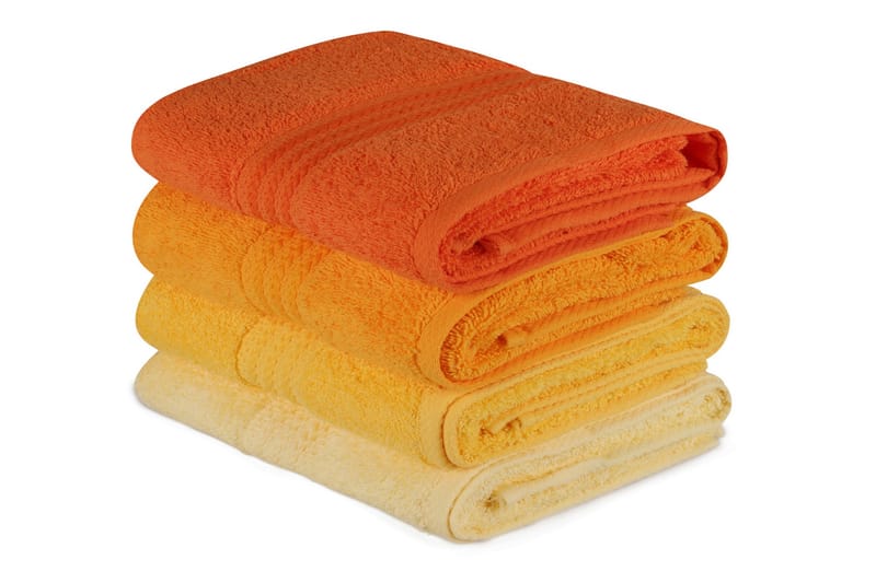 Hobby Håndkle 50x90 cm 4-pk - Gul/Oransje - Tekstiler - Tekstiler baderom - Håndklær